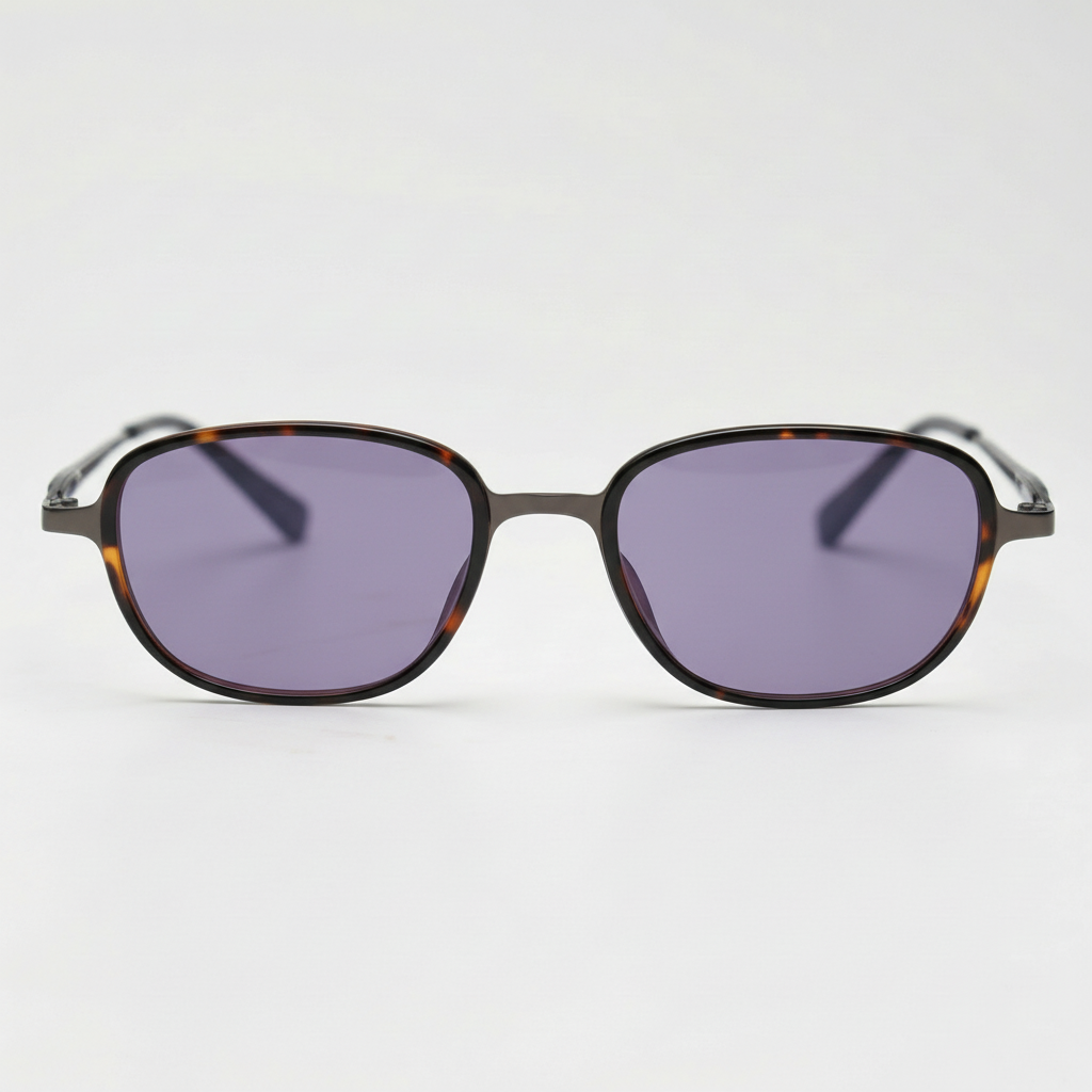 Dale Purple Tinted Lens Sunglasses - Tortoise Oval TR90 Frame