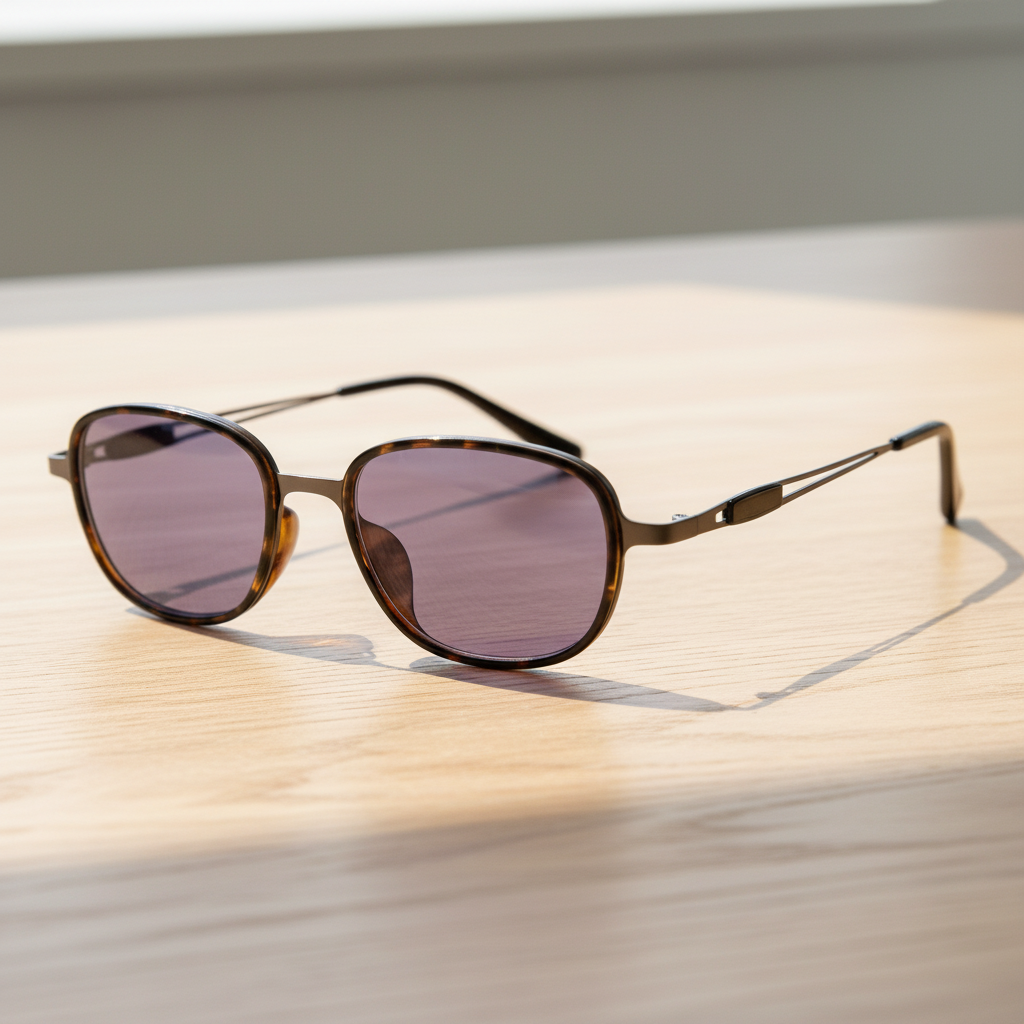 Dale Purple Tinted Lens Sunglasses - Tortoise Oval TR90 Frame