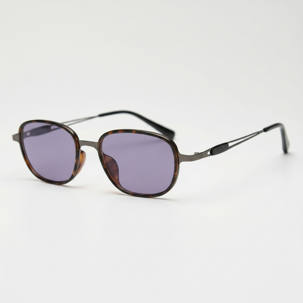 Dale Purple Tinted Lens Sunglasses - Tortoise Oval TR90 Frame