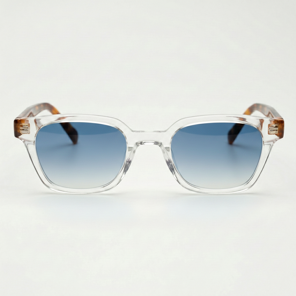 Dana Blue Gradient Lens Sunglasses - Clear Square Acetate Frame