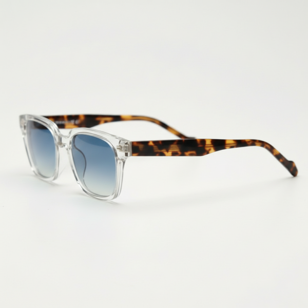Dana Blue Gradient Lens Sunglasses - Clear Square Acetate Frame
