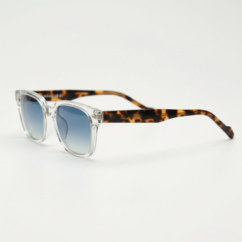 Dana Blue Gradient Lens Sunglasses - Clear Square Acetate Frame