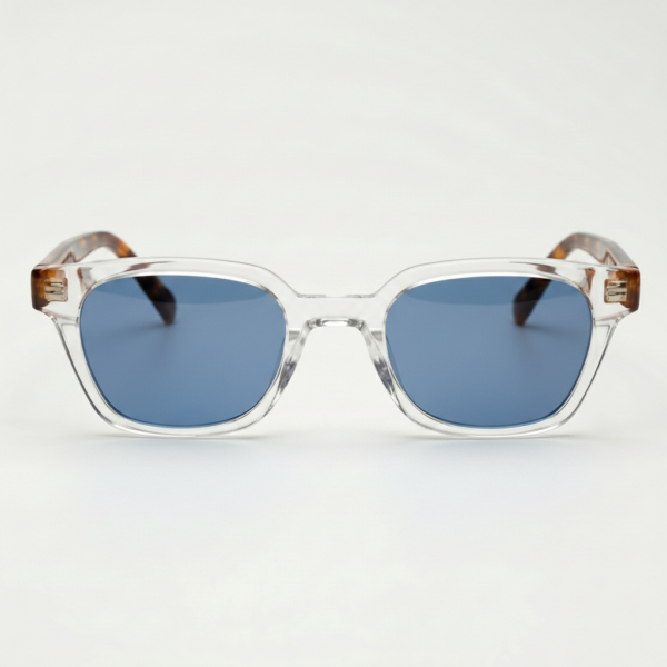 Dana Blue Tinted Lens Sunglasses - Clear Square Acetate Frame