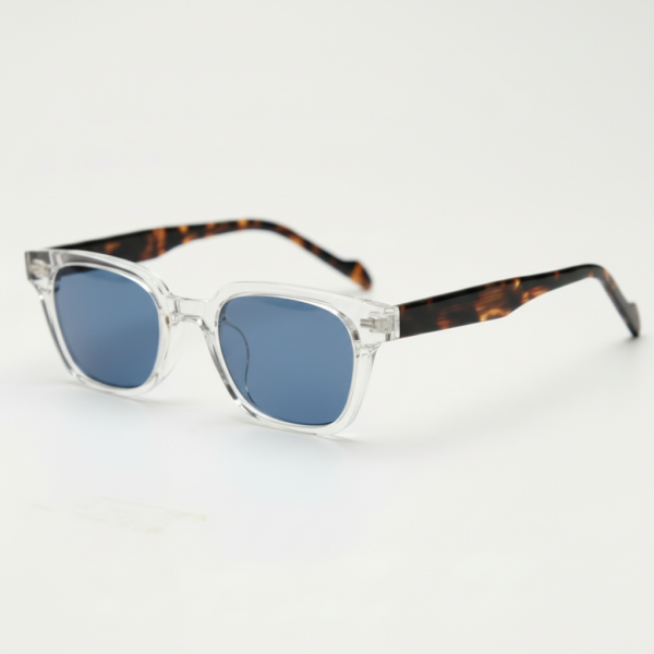 Dana Blue Tinted Lens Sunglasses - Clear Square Acetate Frame
