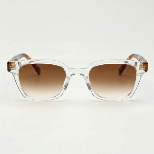 Dana Brown Gradient Lens Sunglasses - Clear Square Acetate Frame