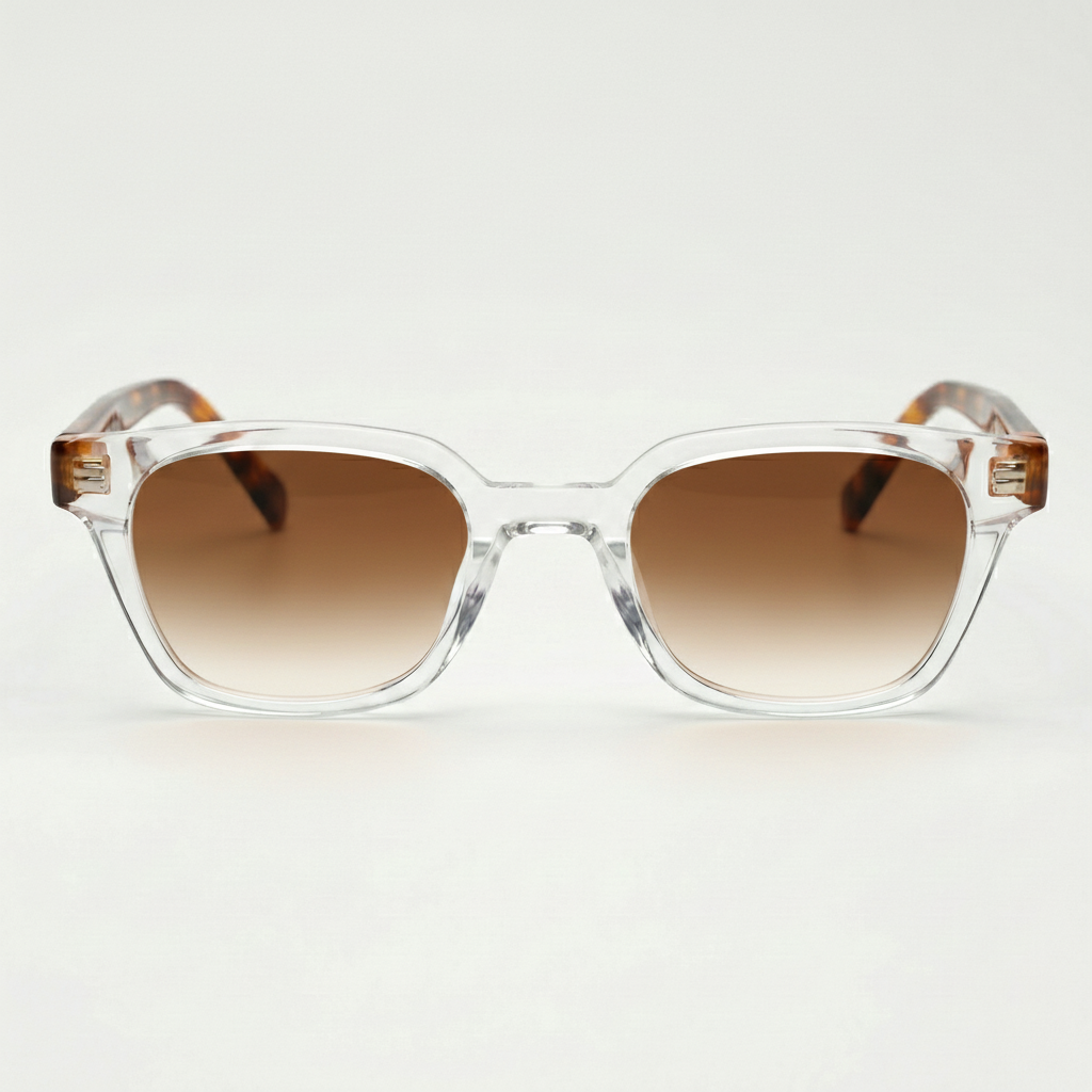 Dana Brown Gradient Lens Sunglasses - Clear Square Acetate Frame