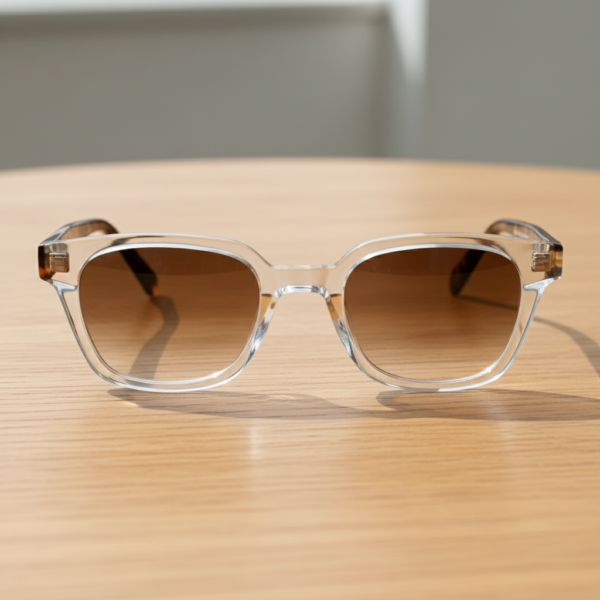 Dana Brown Gradient Lens Sunglasses - Clear Square Acetate Frame