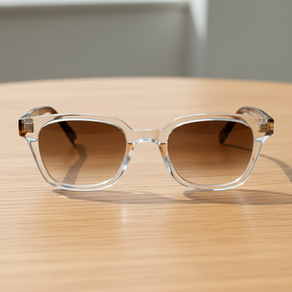 Dana Brown Gradient Lens Sunglasses - Clear Square Acetate Frame