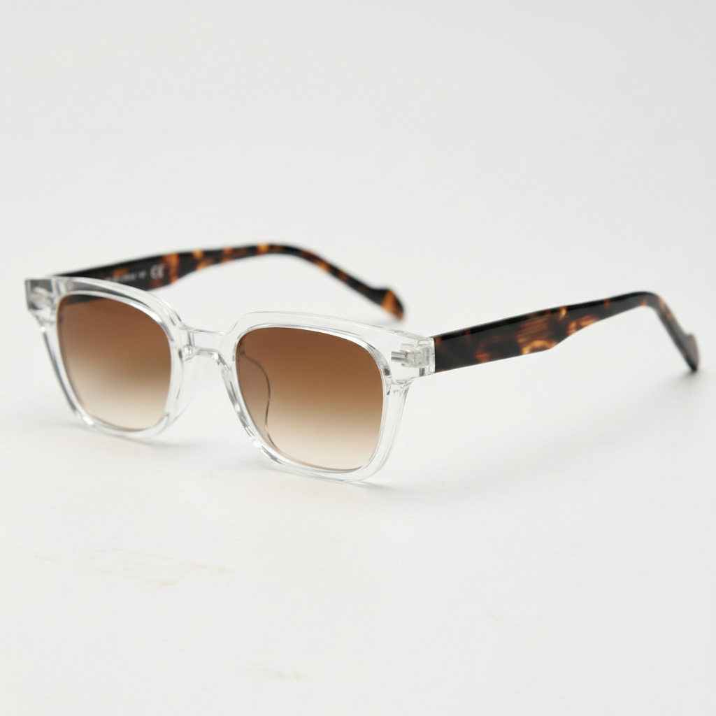 Dana Brown Gradient Lens Sunglasses - Clear Square Acetate Frame