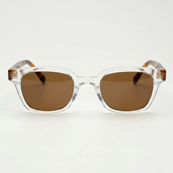 Dana Brown Tinted Lens Sunglasses - Clear Square Acetate Frame