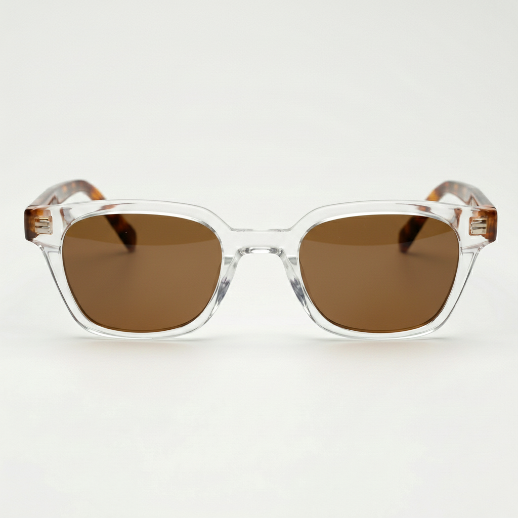 Dana Brown Tinted Lens Sunglasses - Clear Square Acetate Frame