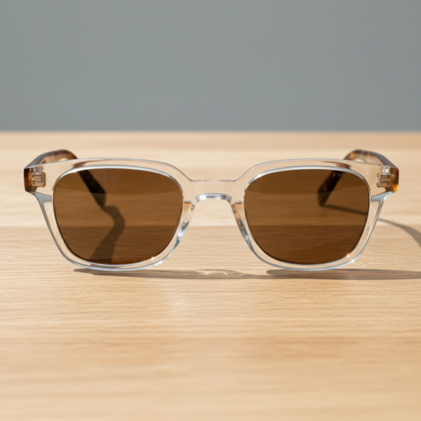 Dana Brown Tinted Lens Sunglasses - Clear Square Acetate Frame