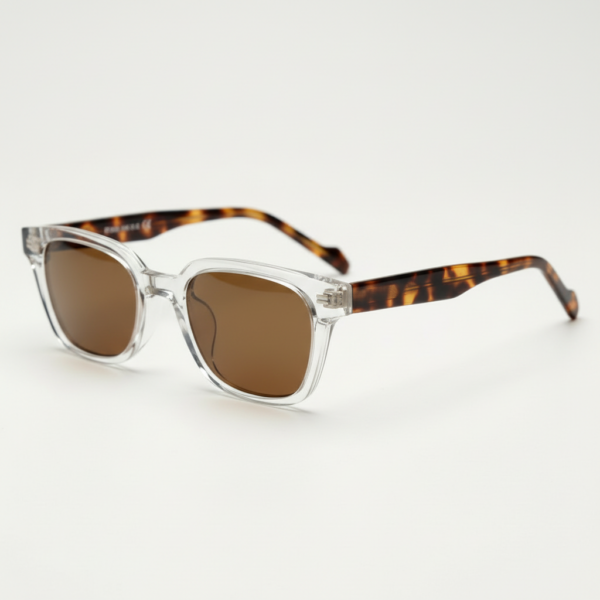 Dana Brown Tinted Lens Sunglasses - Clear Square Acetate Frame