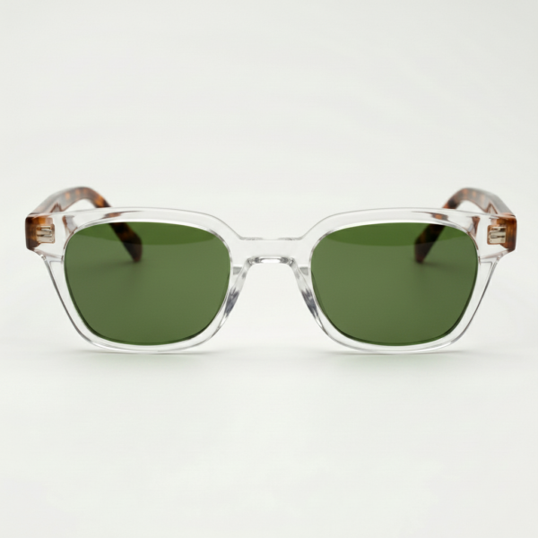 Dana Green Tinted Lens Sunglasses - Clear Square Acetate Frame