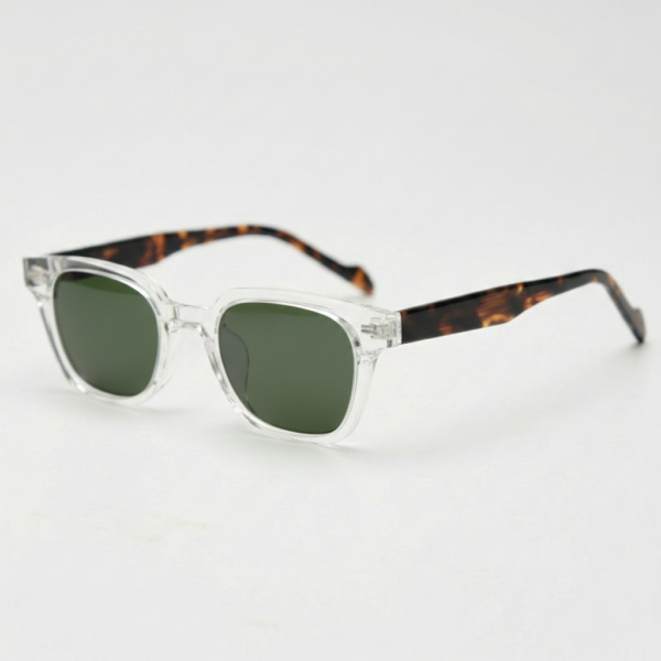 Dana Green Tinted Lens Sunglasses - Clear Square Acetate Frame
