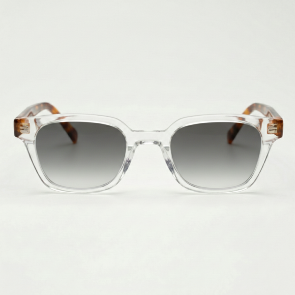 Dana Grey Gradient Lens Sunglasses - Clear Square Acetate Frame