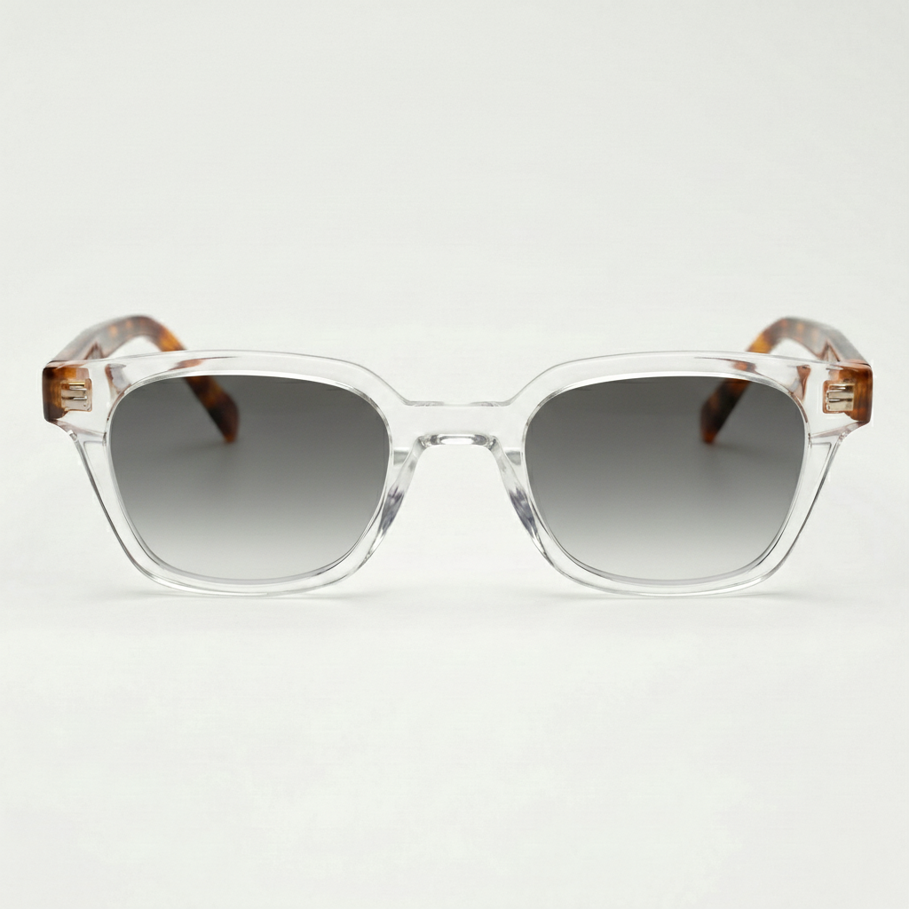 Dana Grey Gradient Lens Sunglasses - Clear Square Acetate Frame