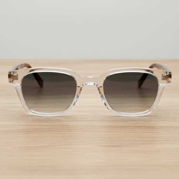 Dana Grey Gradient Lens Sunglasses - Clear Square Acetate Frame