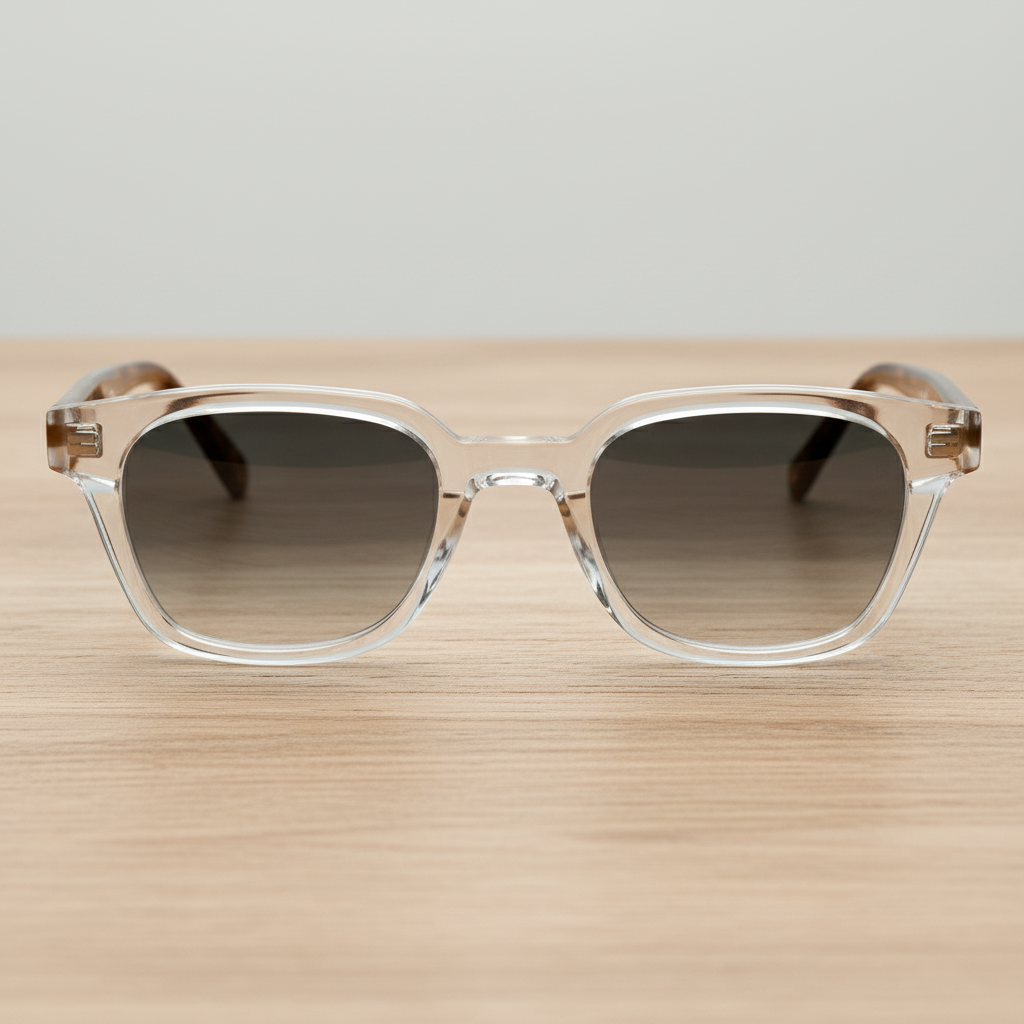 Dana Grey Gradient Lens Sunglasses - Clear Square Acetate Frame