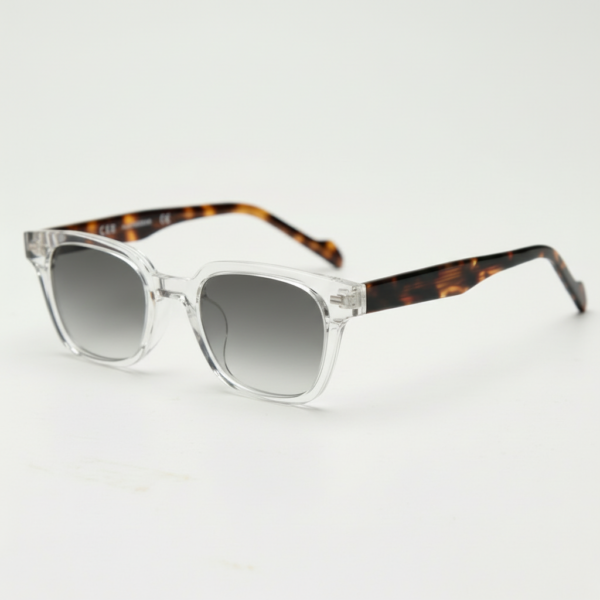 Dana Grey Gradient Lens Sunglasses - Clear Square Acetate Frame
