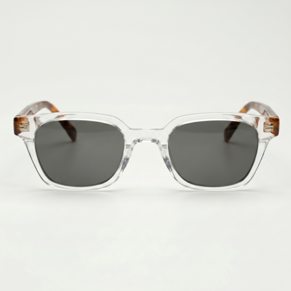 Dana Grey Tinted Lens Sunglasses - Clear Square Acetate Frame