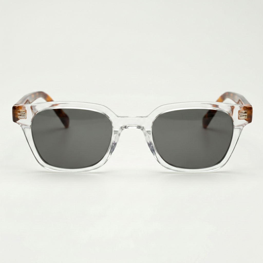 Dana Grey Tinted Lens Sunglasses - Clear Square Acetate Frame