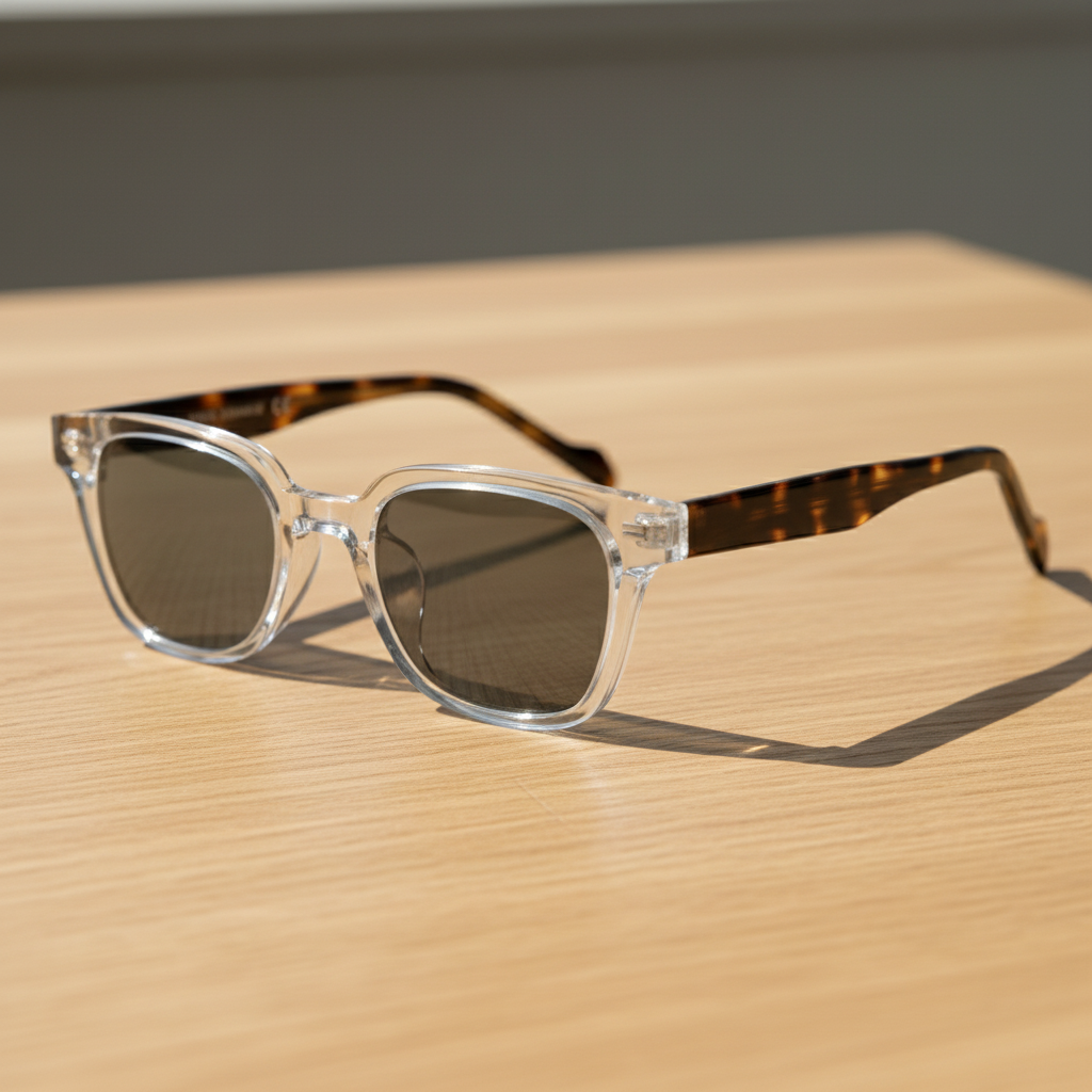 Dana Grey Tinted Lens Sunglasses - Clear Square Acetate Frame