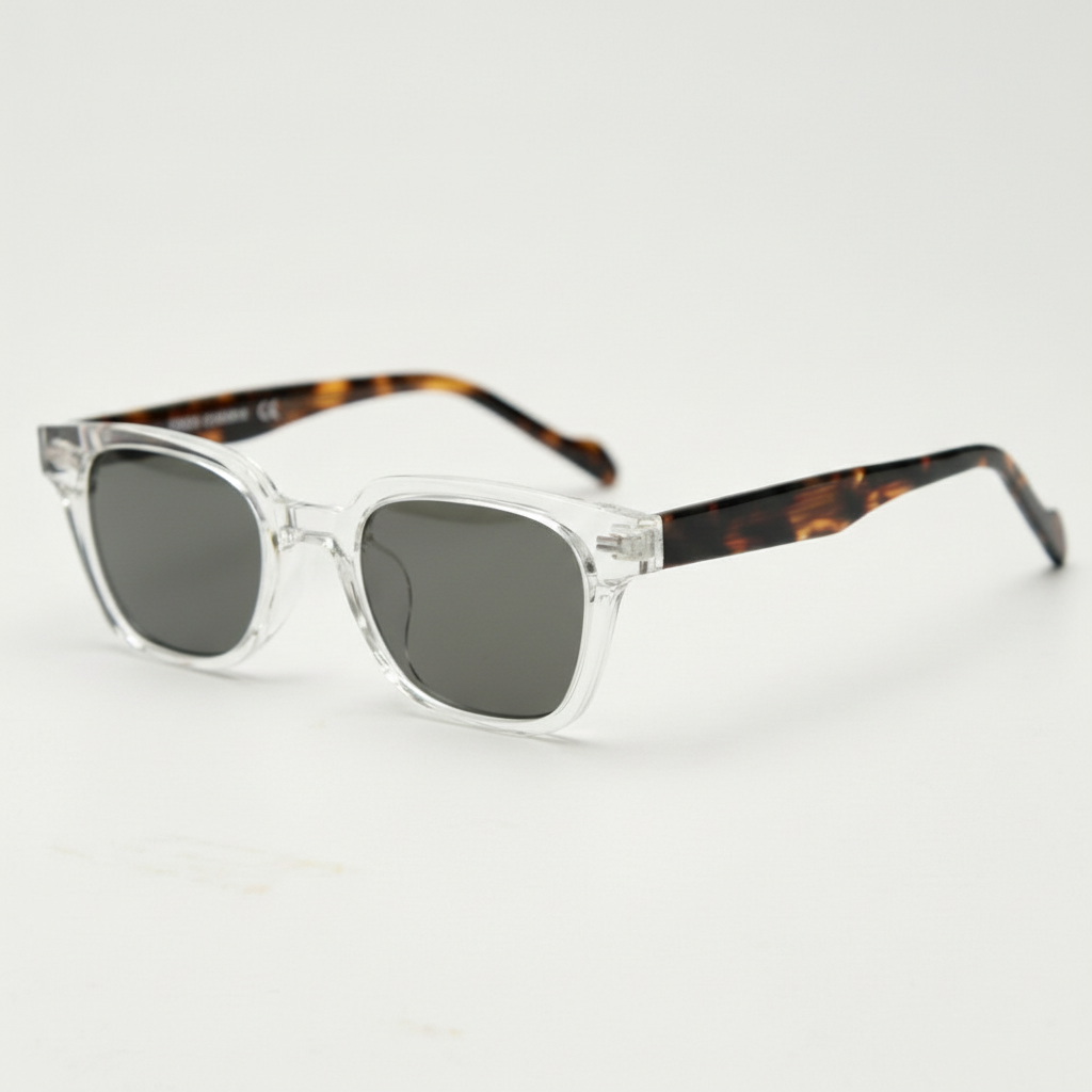 Dana Grey Tinted Lens Sunglasses - Clear Square Acetate Frame