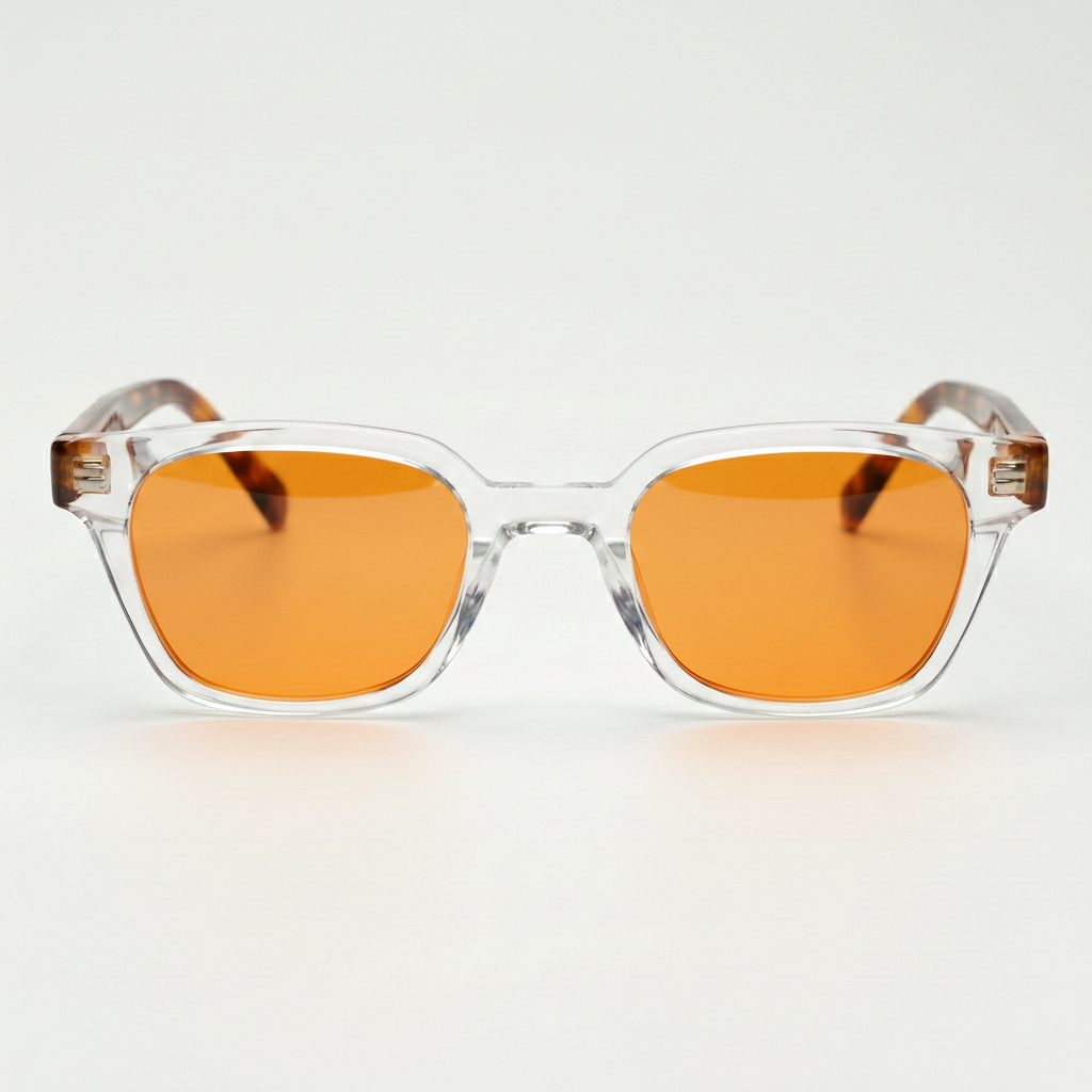 Dana Orange Tinted Lens Sunglasses - Clear Square Acetate Frame