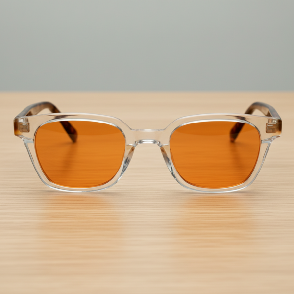 Dana Orange Tinted Lens Sunglasses - Clear Square Acetate Frame