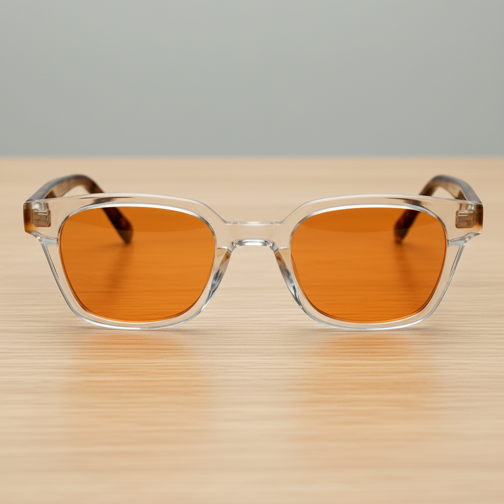Dana Orange Tinted Lens Sunglasses - Clear Square Acetate Frame
