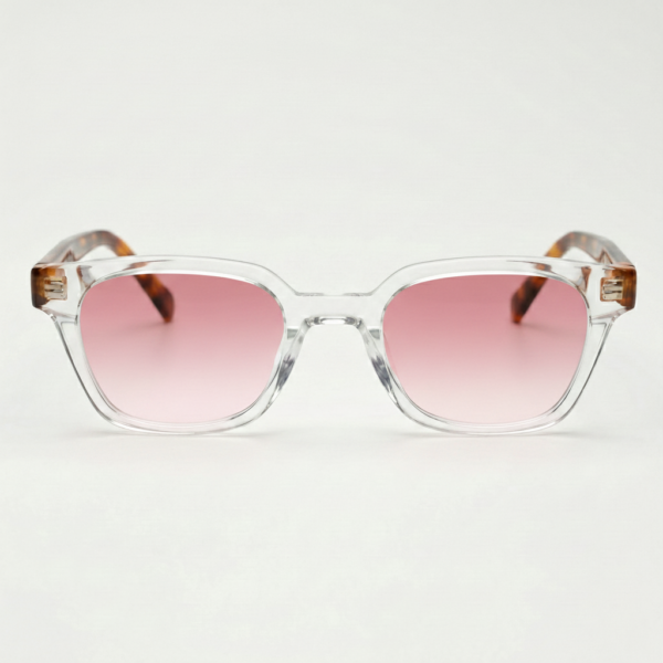 Dana Pink Gradient Lens Sunglasses - Clear Square Acetate Frame