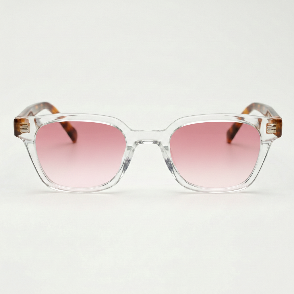 Dana Pink Gradient Lens Sunglasses - Clear Square Acetate Frame