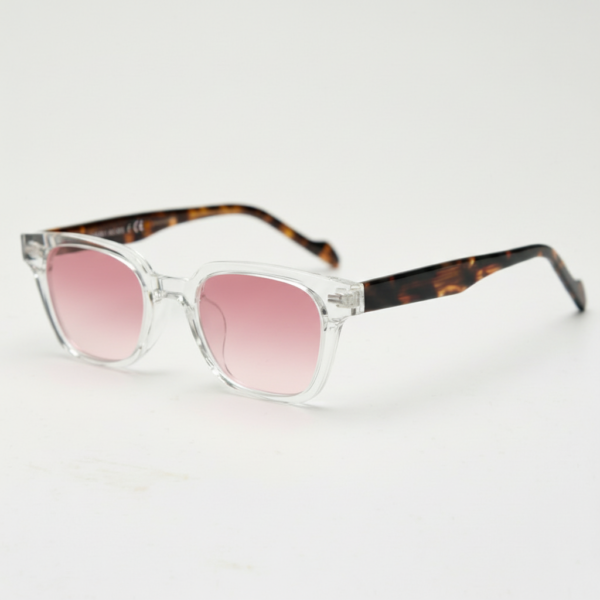 Dana Pink Gradient Lens Sunglasses - Clear Square Acetate Frame
