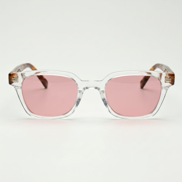 Dana Pink Tinted Lens Sunglasses - Clear Square Acetate Frame