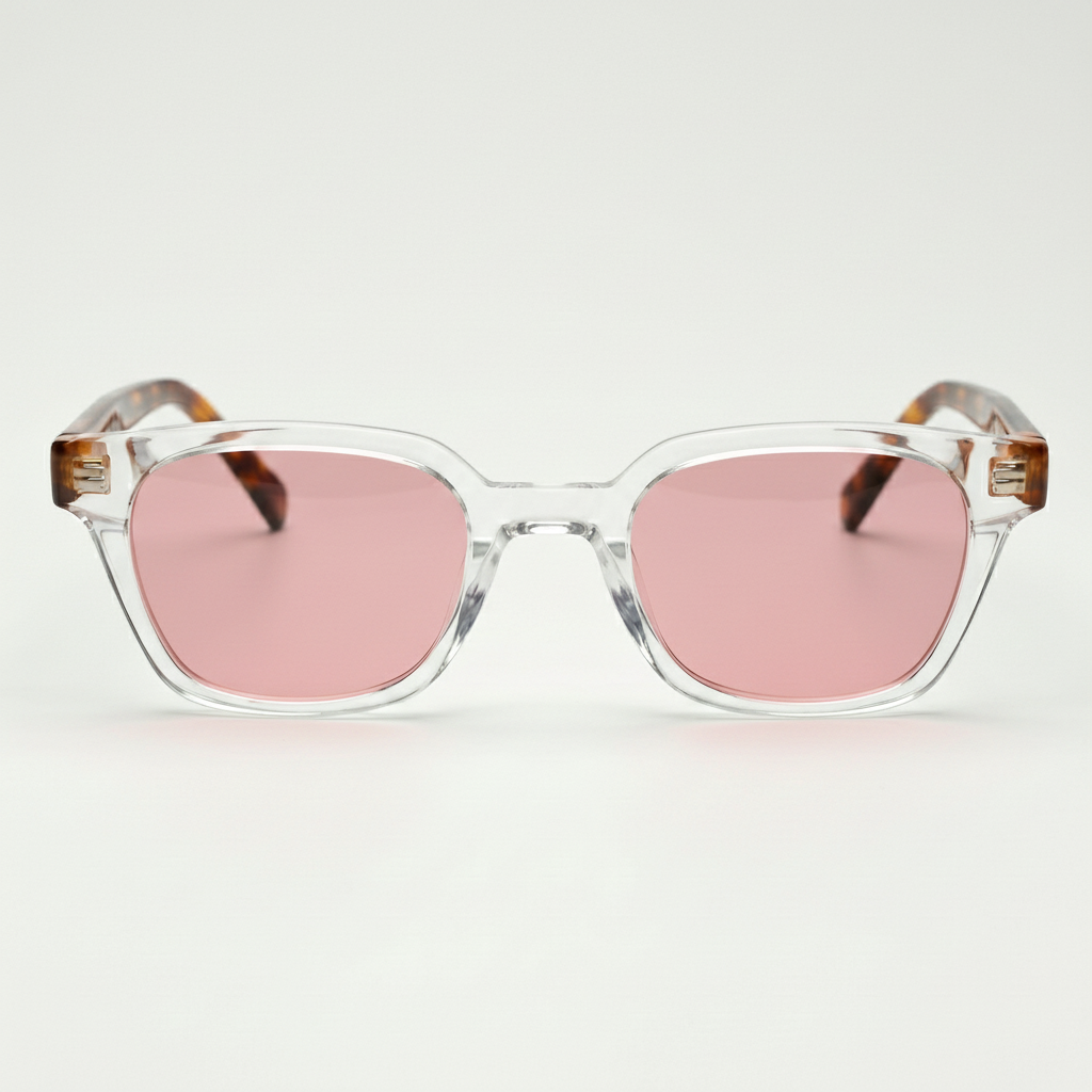Dana Pink Tinted Lens Sunglasses - Clear Square Acetate Frame