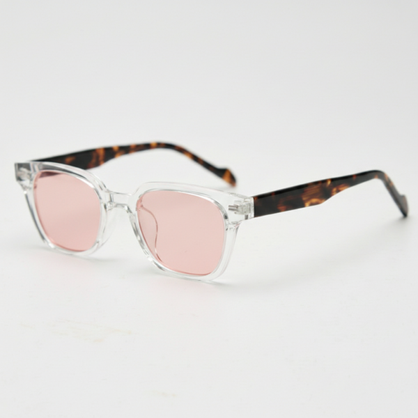 Dana Pink Tinted Lens Sunglasses - Clear Square Acetate Frame
