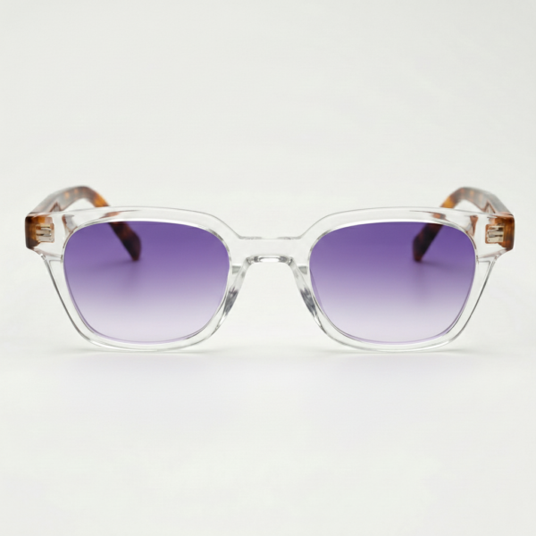 Dana Purple Gradient Lens Sunglasses - Clear Square Acetate Frame