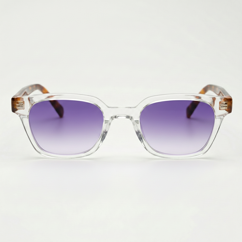 Dana Purple Gradient Lens Sunglasses - Clear Square Acetate Frame