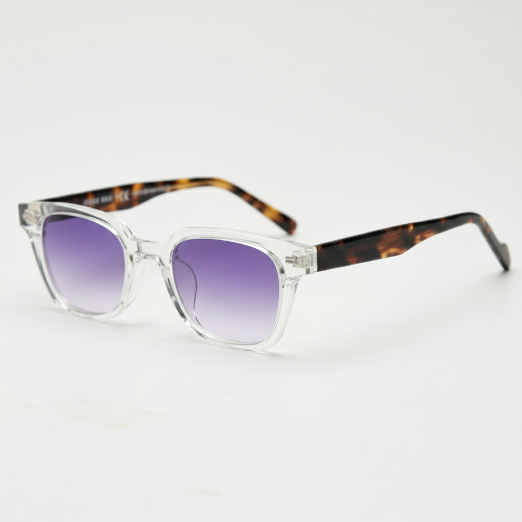 Dana Purple Gradient Lens Sunglasses - Clear Square Acetate Frame