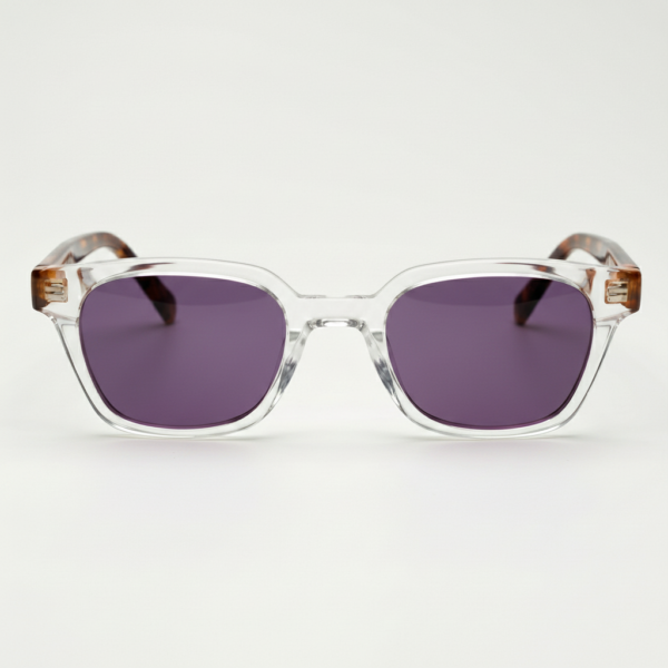 Dana Purple Tinted Lens Sunglasses - Clear Square Acetate Frame