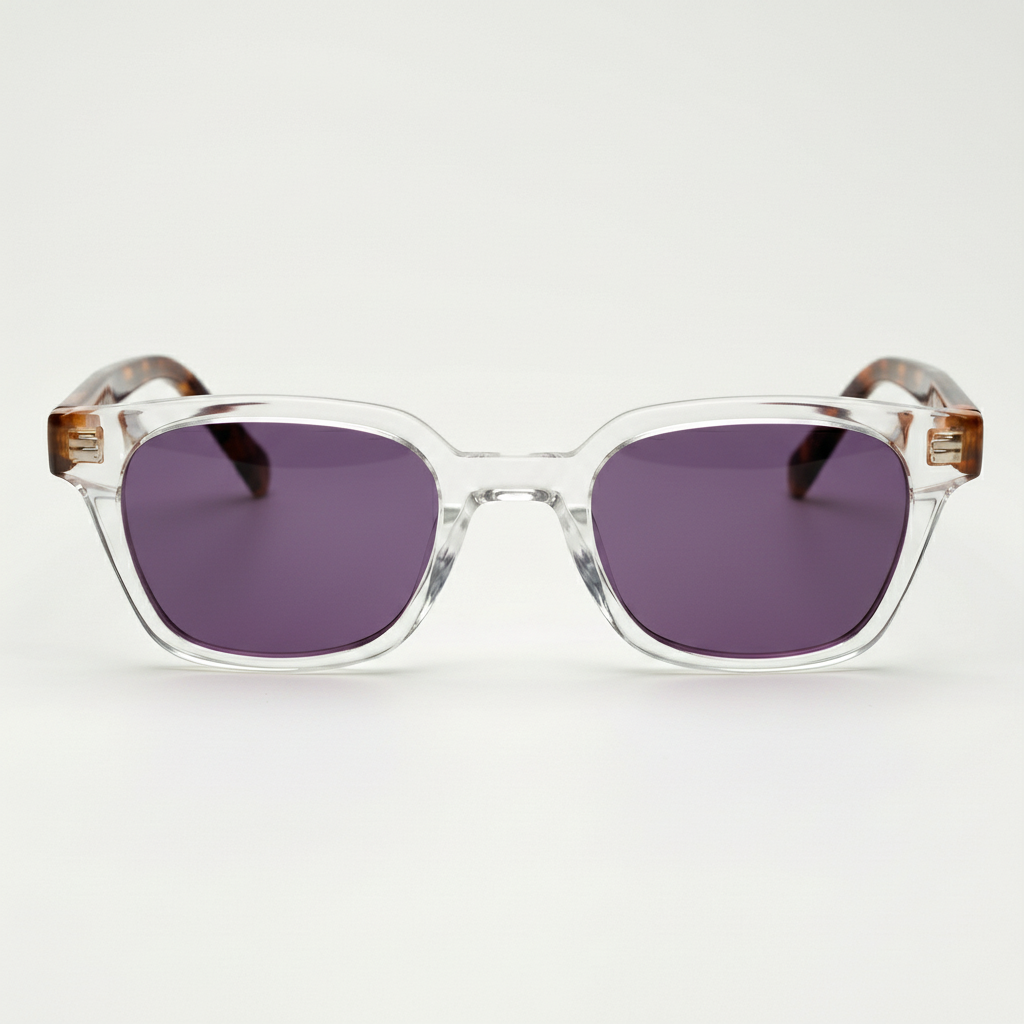 Dana Purple Tinted Lens Sunglasses - Clear Square Acetate Frame