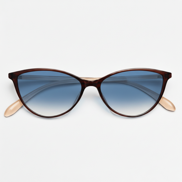 Dawn Blue Gradient Lens Sunglasses - Red Cat-eye TR90 Frame