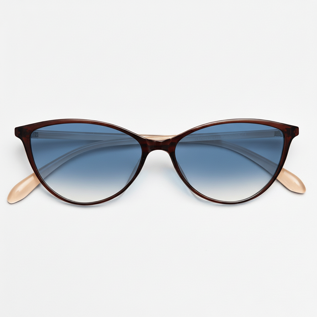 Dawn Blue Gradient Lens Sunglasses - Red Cat-eye TR90 Frame