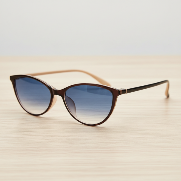 Dawn Blue Gradient Lens Sunglasses - Red Cat-eye TR90 Frame