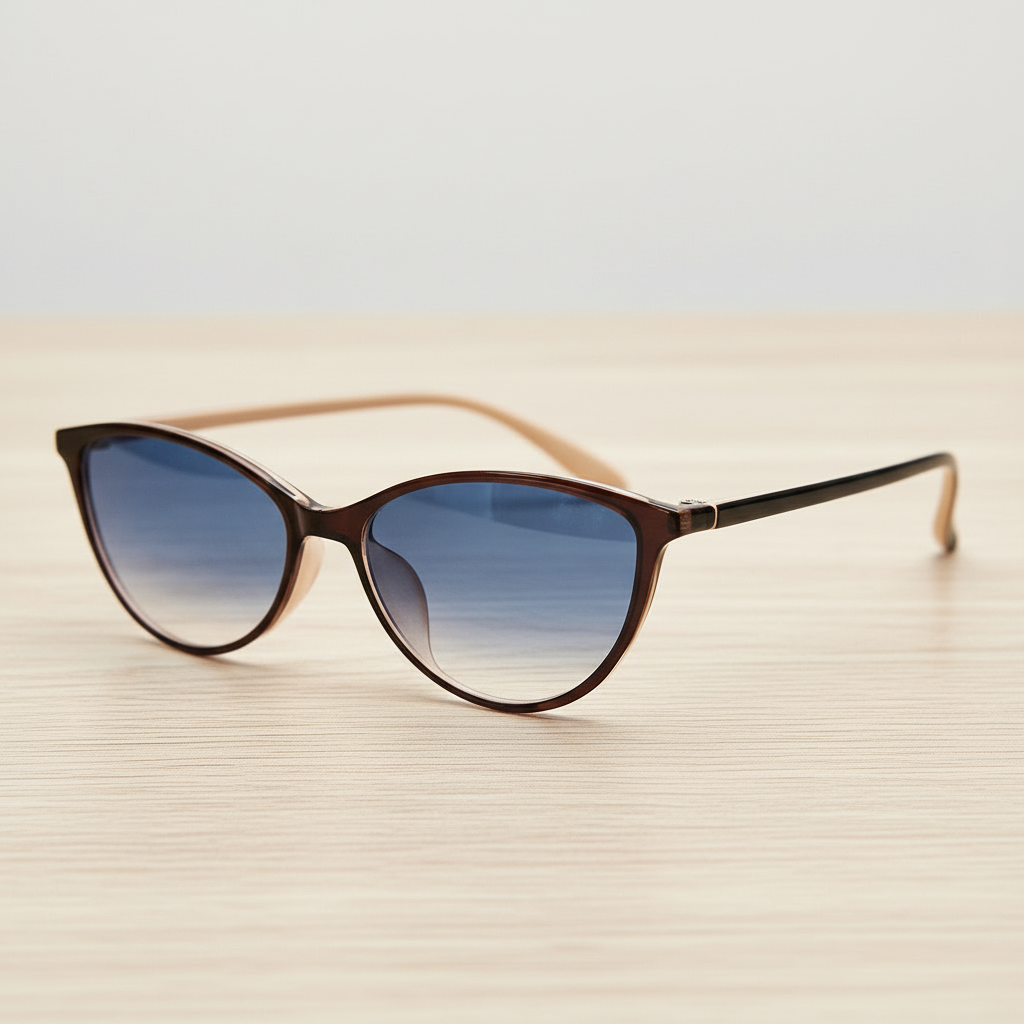 Dawn Blue Gradient Lens Sunglasses - Red Cat-eye TR90 Frame