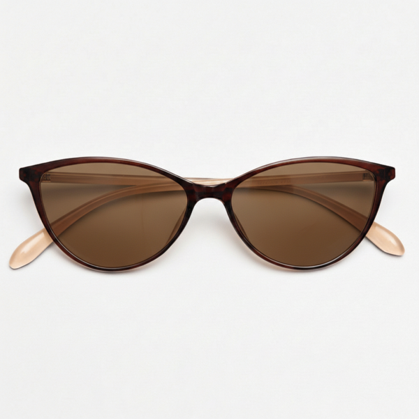 Dawn Brown Tinted Lens Sunglasses - Red Cat-eye TR90 Frame