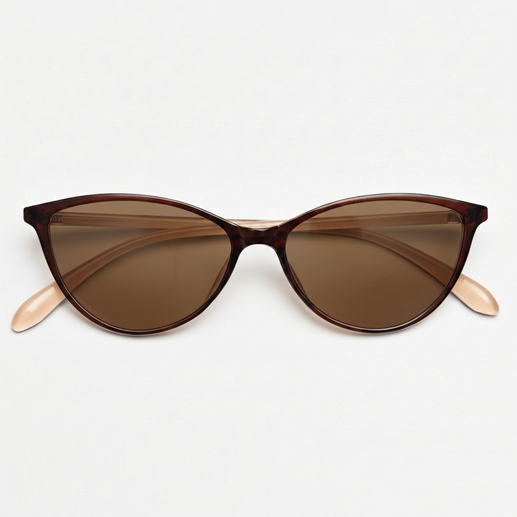 Dawn Brown Tinted Lens Sunglasses - Red Cat-eye TR90 Frame