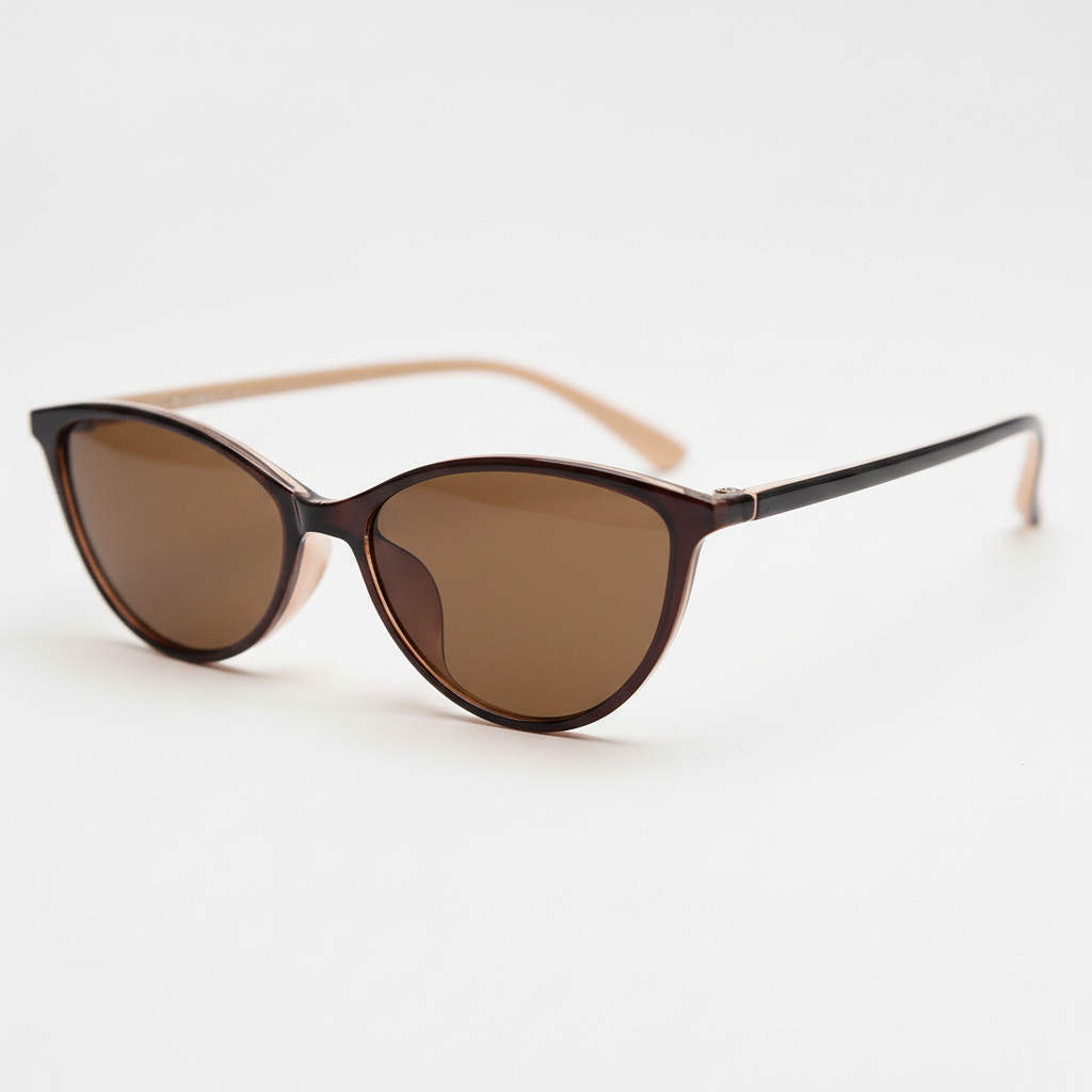 Dawn Brown Tinted Lens Sunglasses - Red Cat-eye TR90 Frame