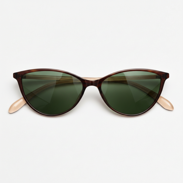 Dawn Green Tinted Lens Sunglasses - Red Cat-eye TR90 Frame